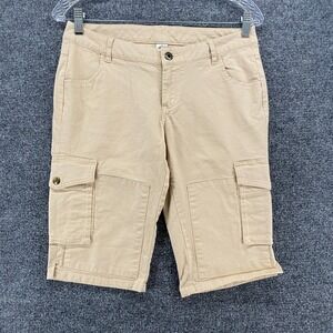 prAna Shorts Womens 2 Beige Bermuda Mid Rise Cargo Outdoor Hiking Grunge Casual